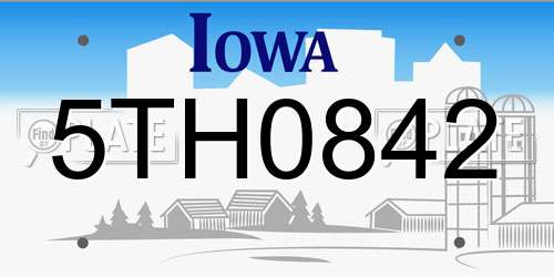 5TH0842 Iowa License Plate