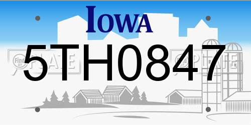 5TH0847 Iowa License Plate