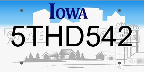 5THD542 Iowa License Plate