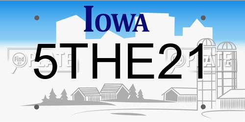 5THE21 Iowa License Plate