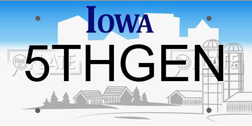 5THGEN Iowa License Plate