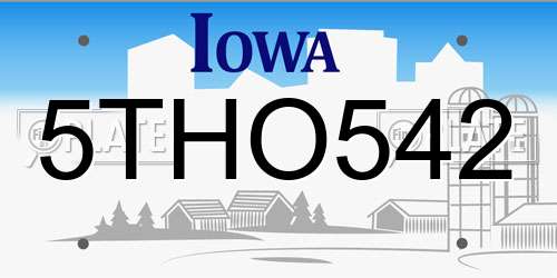 5THO542 Iowa License Plate