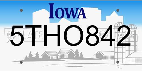 5THO842 Iowa License Plate