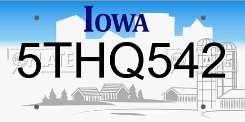 5THQ542 Iowa License Plate