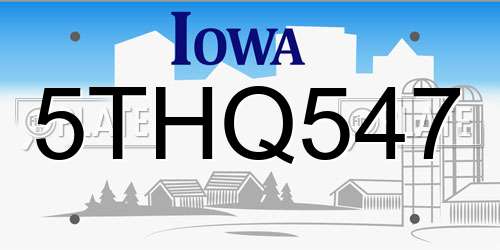 5THQ547 Iowa License Plate