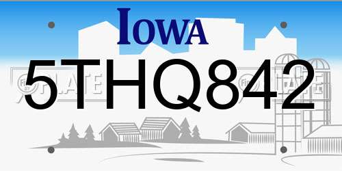 5THQ842 Iowa License Plate