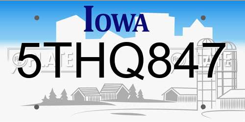 5THQ847 Iowa License Plate