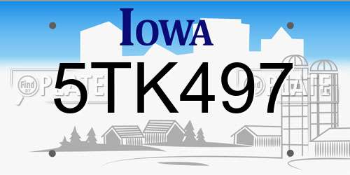 5TK497 Iowa License Plate