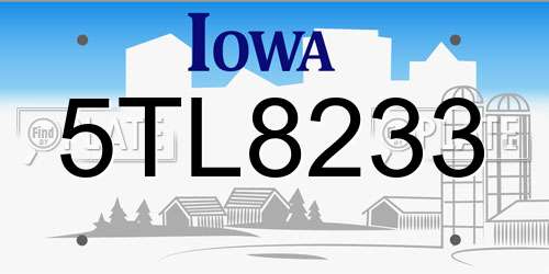 5TL8233 Iowa License Plate
