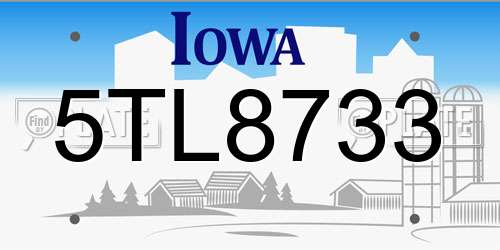 5TL8733 Iowa License Plate