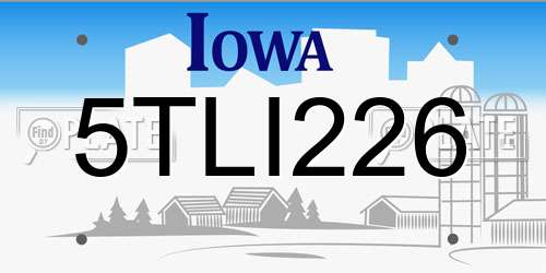 5TLI226 Iowa License Plate