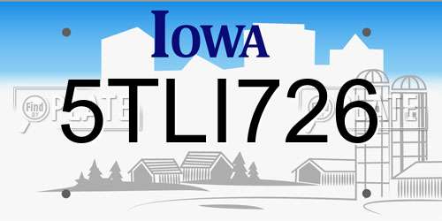 5TLI726 Iowa License Plate