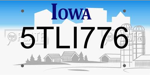 5TLI776 Iowa License Plate