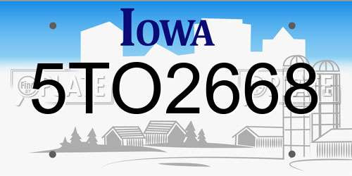 5TO2668 Iowa License Plate