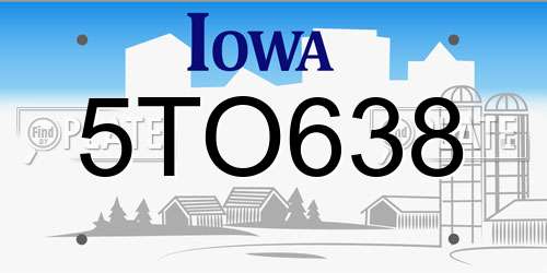 5TO638 Iowa License Plate