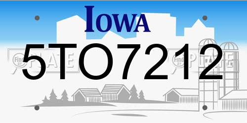 5TO7212 Iowa License Plate