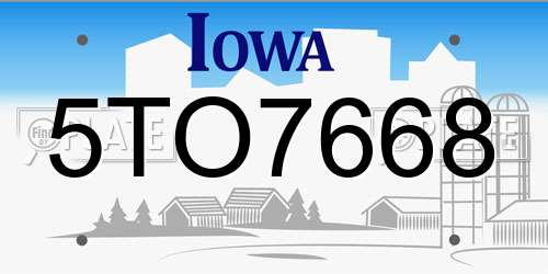 5TO7668 Iowa License Plate