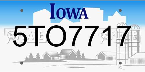 5TO7717 Iowa License Plate