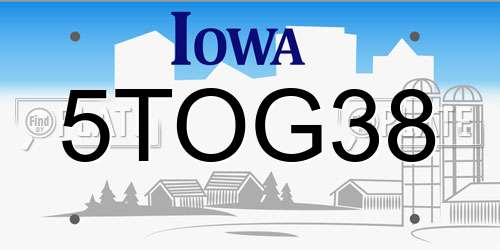 5TOG38 Iowa License Plate
