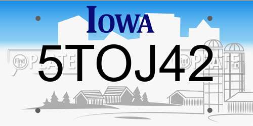 5TOJ42 Iowa License Plate