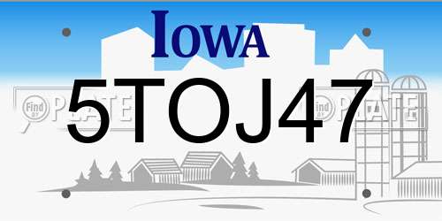 5TOJ47 Iowa License Plate