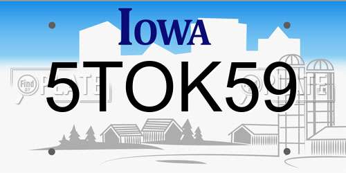 5TOK59 Iowa License Plate