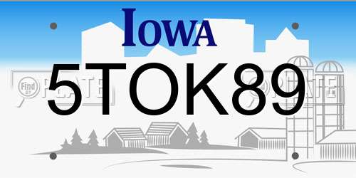 5TOK89 Iowa License Plate