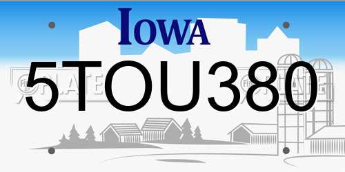 5TOU380 Iowa License Plate