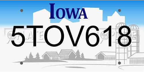 5TOV618 Iowa License Plate