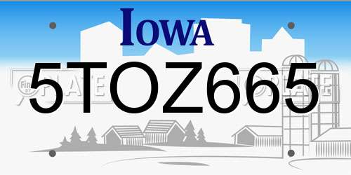 5TOZ665 Iowa License Plate