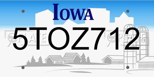 5TOZ712 Iowa License Plate