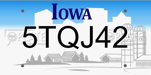 5TQJ42 Iowa License Plate