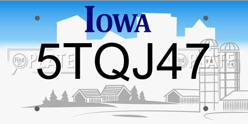 5TQJ47 Iowa License Plate