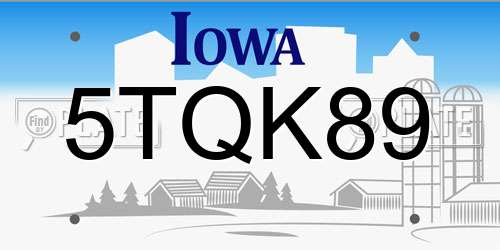 5TQK89 Iowa License Plate