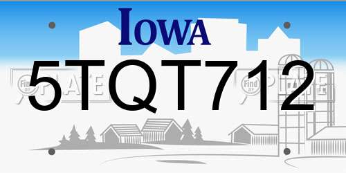 5TQT712 Iowa License Plate