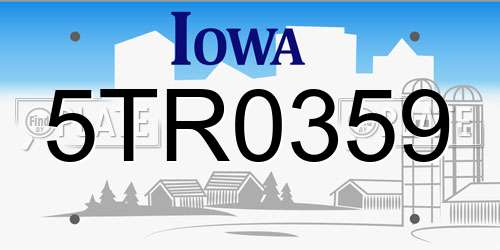 5TR0359 Iowa License Plate