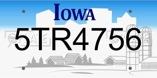 5TR4756 Iowa License Plate