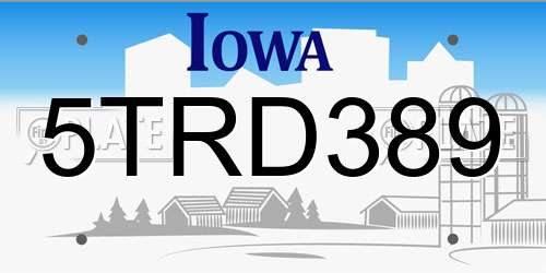 5TRD389 Iowa License Plate