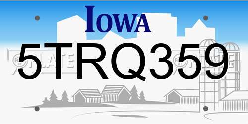 5TRQ359 Iowa License Plate