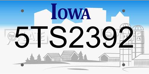 5TS2392 Iowa License Plate
