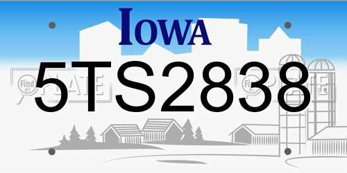 5TS2838 Iowa License Plate