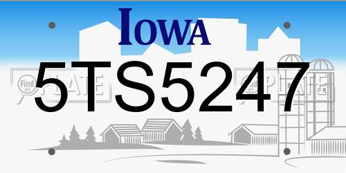 5TS5247 Iowa License Plate