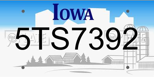 5TS7392 Iowa License Plate