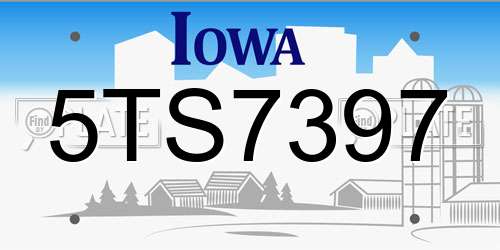 5TS7397 Iowa License Plate