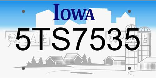 5TS7535 Iowa License Plate