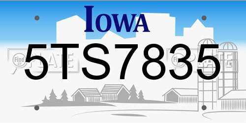 5TS7835 Iowa License Plate