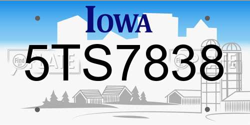 5TS7838 Iowa License Plate