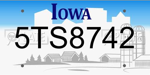 5TS8742 Iowa License Plate