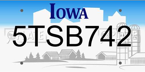 5TSB742 Iowa License Plate