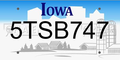 5TSB747 Iowa License Plate